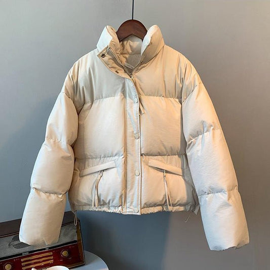 Stylish Casual Coat Women's Padded Bread Coat Loose Padded Jacket Creamy White