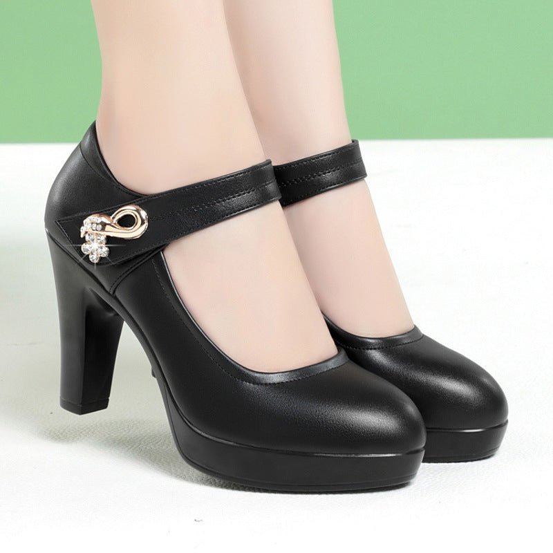 Stylish Platform Chunky High for All - Day Confidence with Modern Twist Black 612 Heel Height 9CM