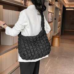 Stylish Pleated Cloud Shoulder Handbag - Fashion Statement Bag Black