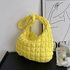 Stylish Pleated Cloud Shoulder Handbag - Fashion Statement Bag Yellow