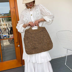 Stylish Straw Clutch Beach Bag for Summer Adventures Bronze