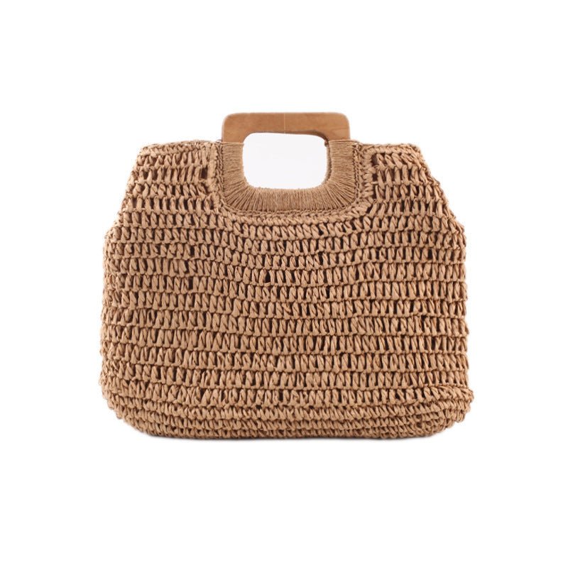 Stylish Straw Clutch Beach Bag for Summer Adventures Bronze