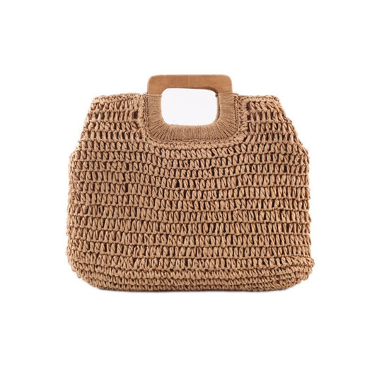 Stylish Straw Clutch Beach Bag for Summer Adventures Bronze