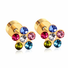 Stylish Women's Pork Belly Stud Earrings for Simple Fashion Gold Colored Diamond