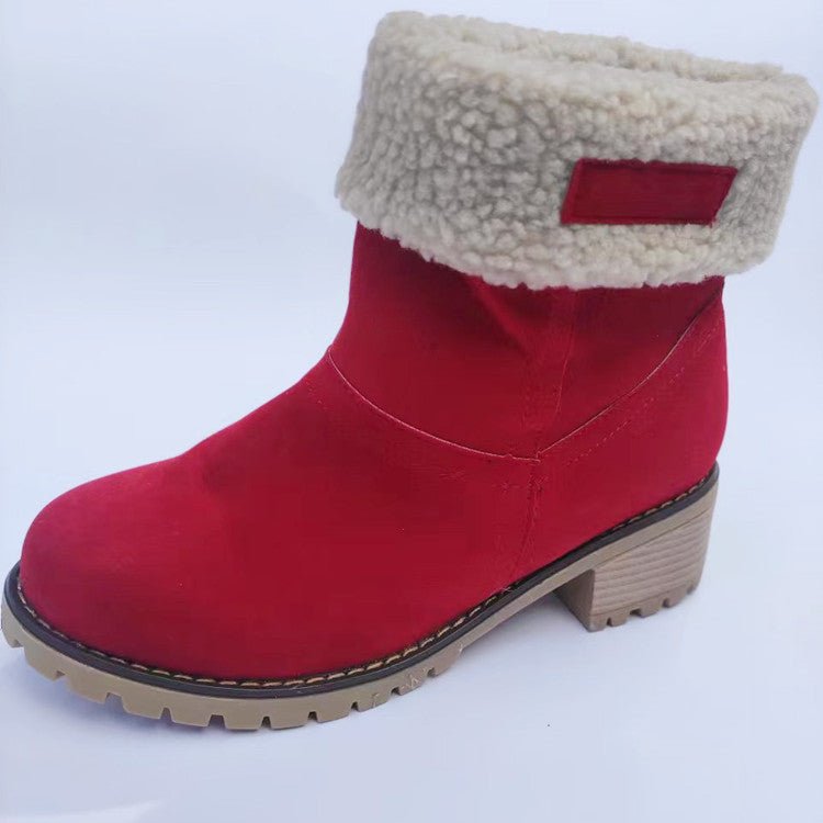 Suede Adjustable Ankle Boots Red