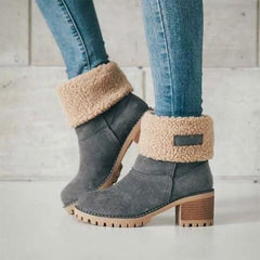 Suede Adjustable Ankle Boots Grey