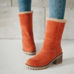 Suede Adjustable Ankle Boots Orange