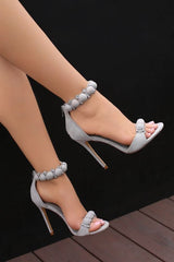 Suede button rivet sandals Grey