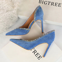 Suede Hollow High Heels – Elegant and Breathable Statement Shoes Beige