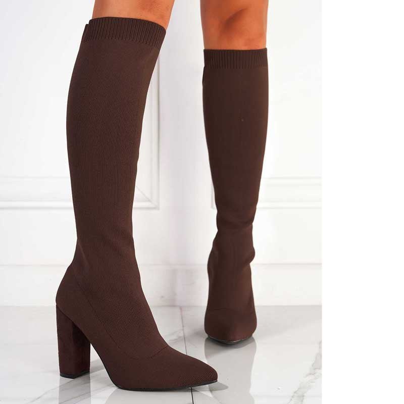 Suede Power Thick High - heeled Thigh Curve - Hugging Boot Women Black