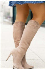 Suede Side Zipper Mid - calf Fashion Women's Boots Brown Pu