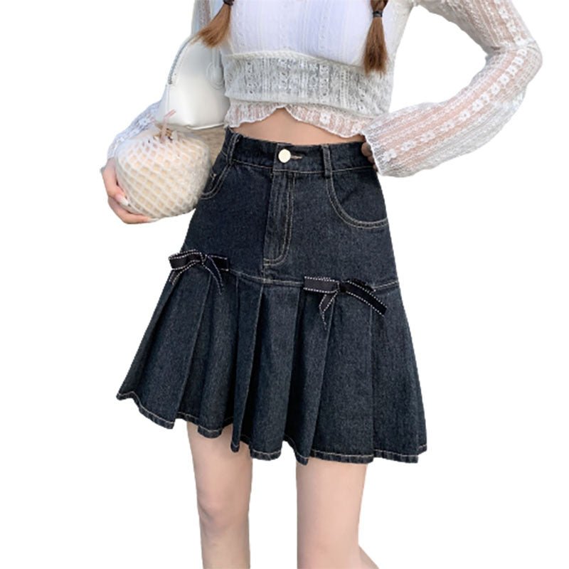 Summer Denim Bow Skirt: A chic and versatile wardrobe essential. Black