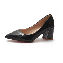 Summer New Pointed Shallow Mouth Thick Heel High Heels Black