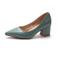 Summer New Pointed Shallow Mouth Thick Heel High Heels Blue