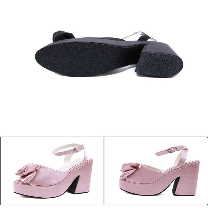 Summer New Thick Heel Waterproof Platform High Heel Black
