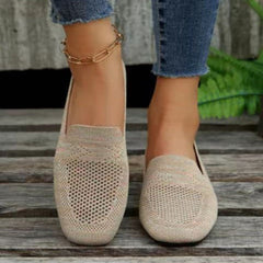 Summer Round Toe Women's Low Top Sports Flat Shoes Beige