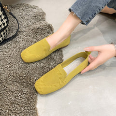 Summer Round Toe Women's Low Top Sports Flat Shoes Yellow