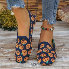 Summer Round Toe Women's Low Top Sports Flat Shoes Pumpkin Head