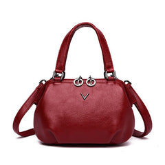 Summer Small Clutch - Luxury Genuine Leather Tote Handbag for Women Red