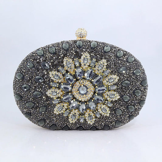 Sunflower Diamond Evening Bag: Women's Formal Dress Handbag Gray
