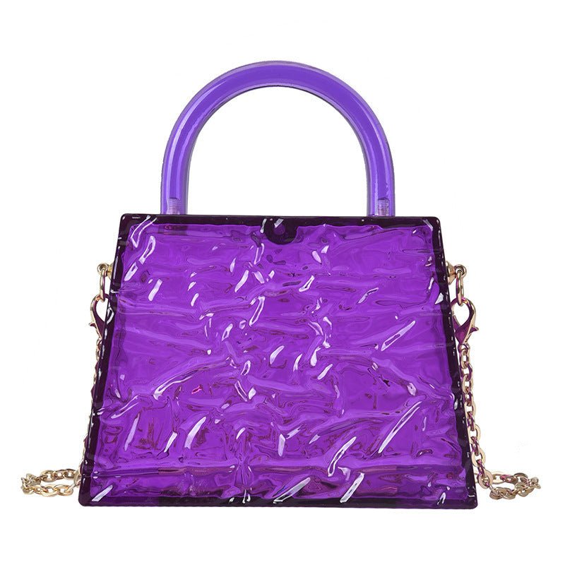 Super Mini Transparent Chain Small Bag Bag Lipstick Bag Headphone Bag Women Purple