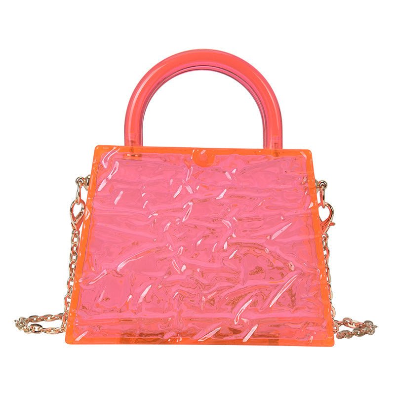 Super Mini Transparent Chain Small Bag Bag Lipstick Bag Headphone Bag Women Rose Red