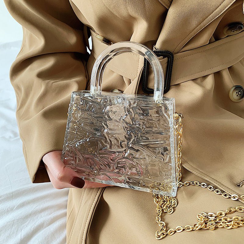 Super Mini Transparent Chain Small Bag Bag Lipstick Bag Headphone Bag Women Black