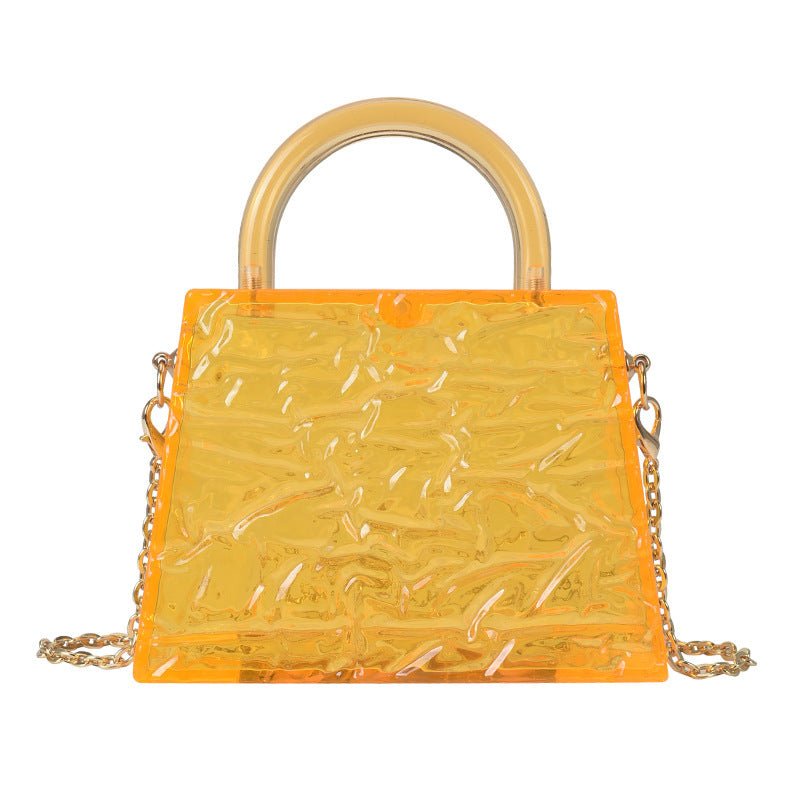 Super Mini Transparent Chain Small Bag Bag Lipstick Bag Headphone Bag Women Yellow