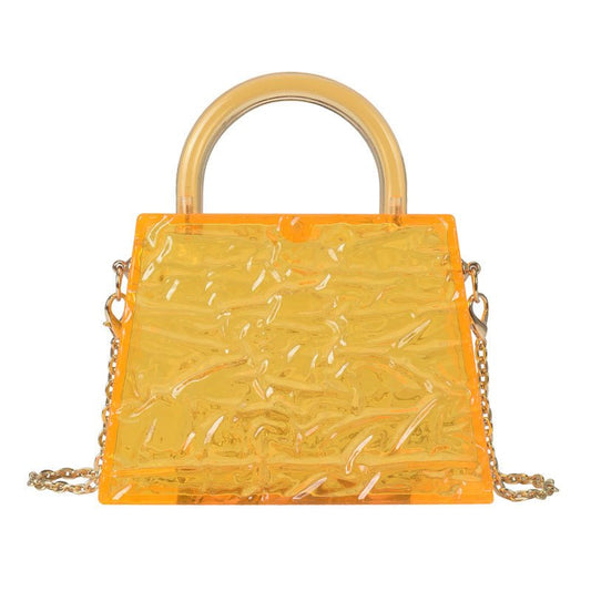 Super Mini Transparent Chain Small Bag Bag Lipstick Bag Headphone Bag Women Yellow