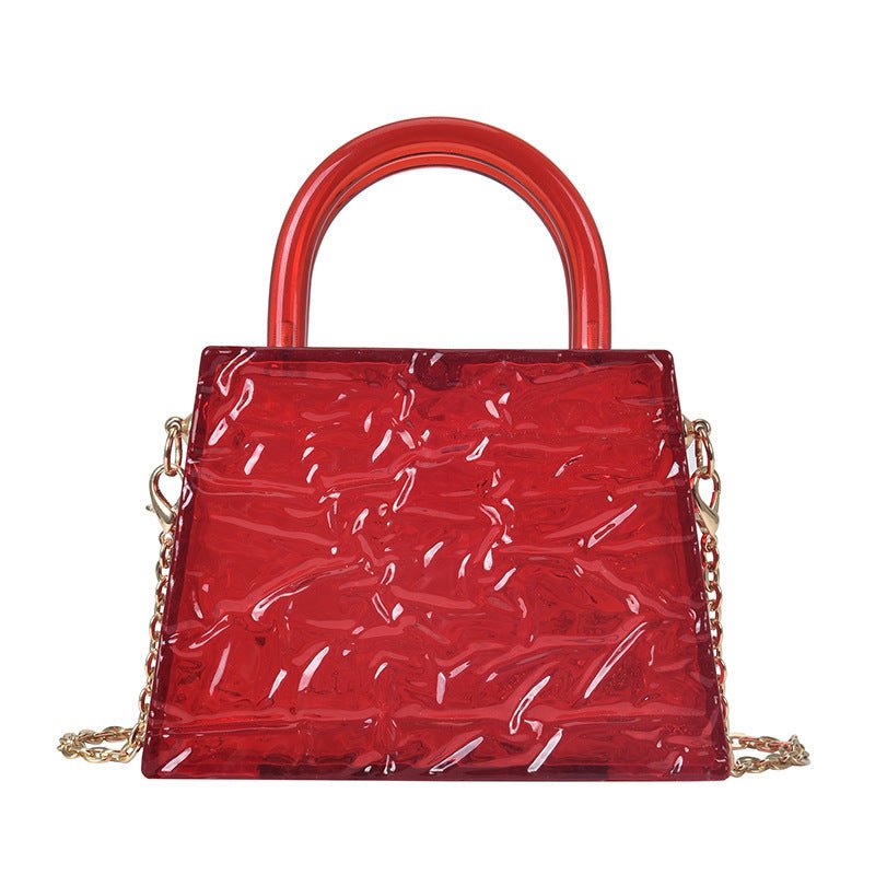 Super Mini Transparent Chain Small Bag Bag Lipstick Bag Headphone Bag Women Wine Red