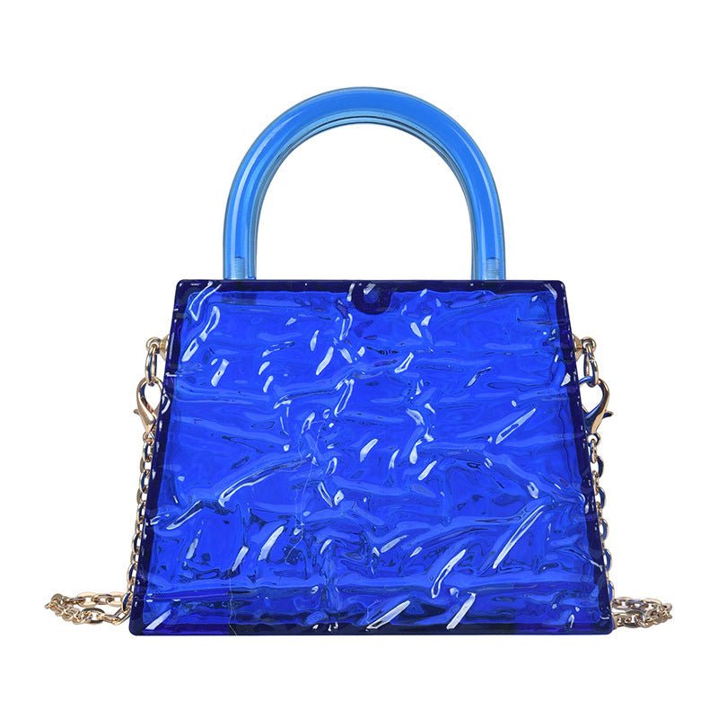 Super Mini Transparent Chain Small Bag Bag Lipstick Bag Headphone Bag Women Blue