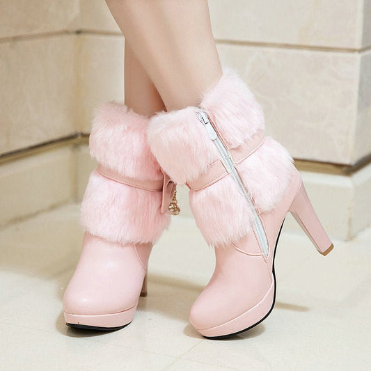 Sweet Princess Autumn And Winter Short Boots Black