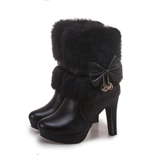 Sweet Princess Autumn And Winter Short Boots Black
