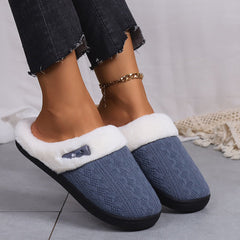 Thick Fabric Slippers Warm Couple Cotton Slippers Toe Cap Luxurious Gray