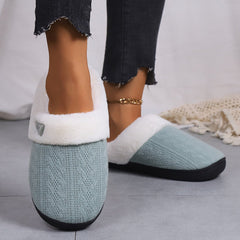 Thick Fabric Slippers Warm Couple Cotton Slippers Toe Cap Luxurious Fruit Green