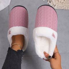 Thick Fabric Slippers Warm Couple Cotton Slippers Toe Cap Luxurious Pink