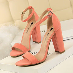 Thick heel high heel sexy nightclub sandals Pink