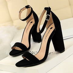 Thick heel high heel sexy nightclub sandals Black
