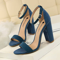 Thick heel high heel sexy nightclub sandals Blue