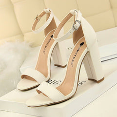 Thick heel high heel sexy nightclub sandals White