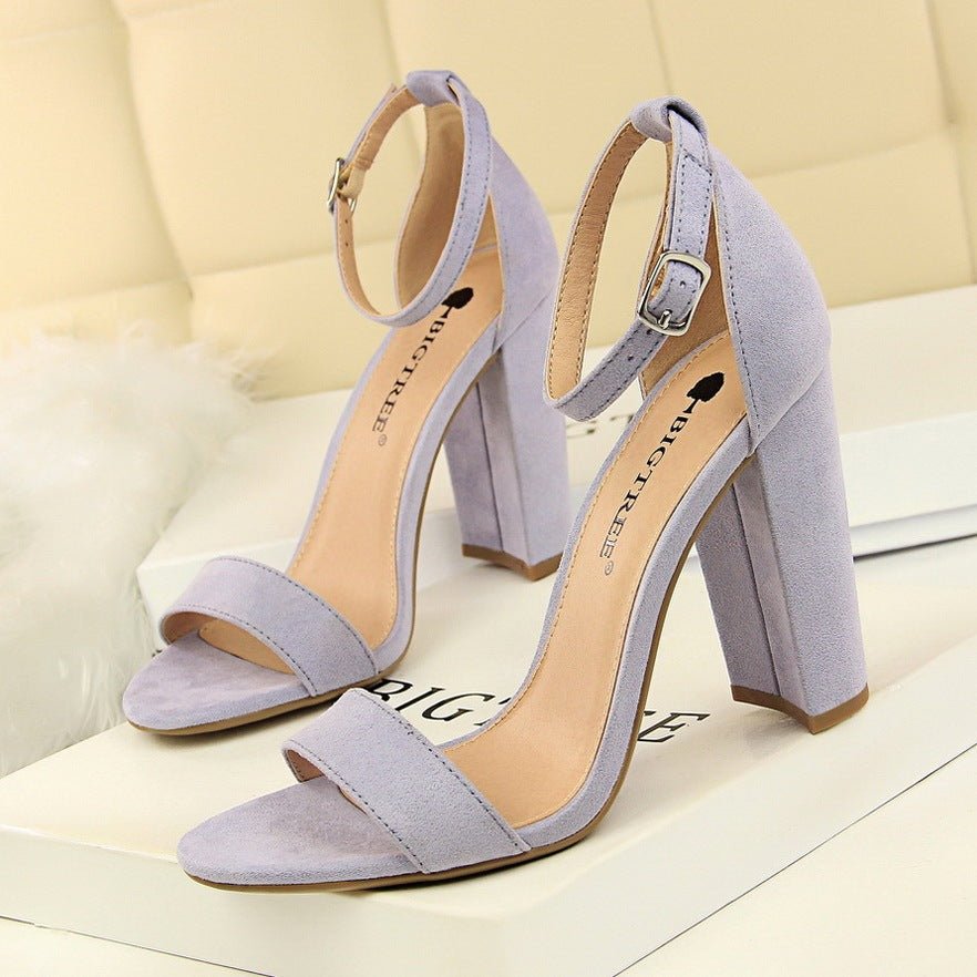 Thick heel high heel sexy nightclub sandals Purple