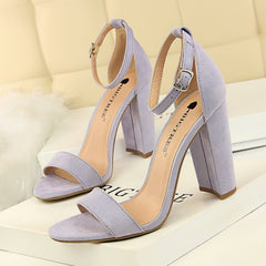 Thick heel high heel sexy nightclub sandals Purple