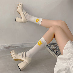 Thick - heeled shoes with high heels Black