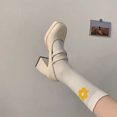 Thick - heeled shoes with high heels Black