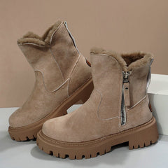 Thick Plush Snow Boots Women Faux Suede Non - slip Winter Shoes Black