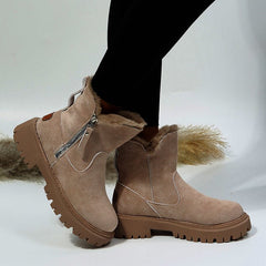 Thick Plush Snow Boots Women Faux Suede Non - slip Winter Shoes Black