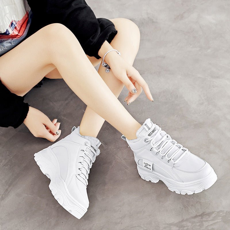 Thickened Sneakers – Stylish Comfort with Extra Cushioning White