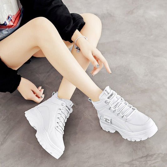 Thickened Sneakers – Stylish Comfort with Extra Cushioning White