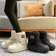 Thickened Winter Warm Snuggle Delights Sleeve Cozy Cotton Cloud Boots Beige