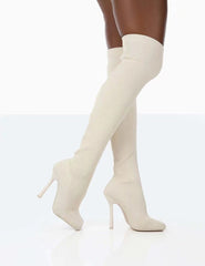 Thigh High Over - The - Knee Long Boots for Women Off white